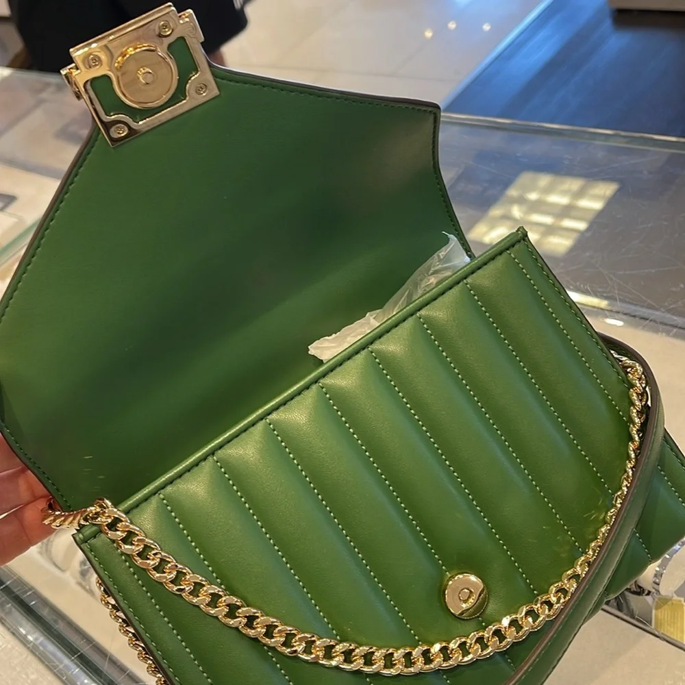 Michael Kors Whitney Medium Flap Chain Shoulder Bag  Fern Green  NWT